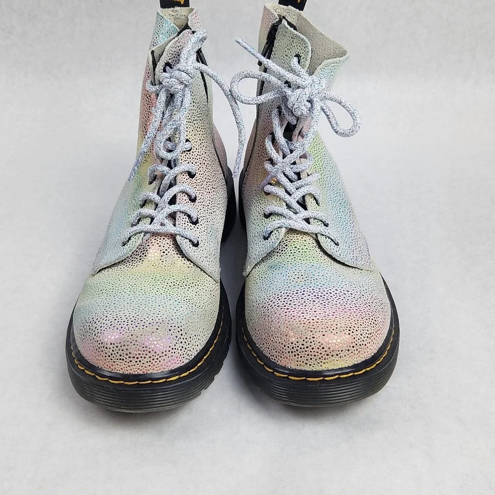 Dr. Martens 1460 Pascal J Iridescent Boots Size 3 UK 4M/5L EU 36 Rainbow Silver